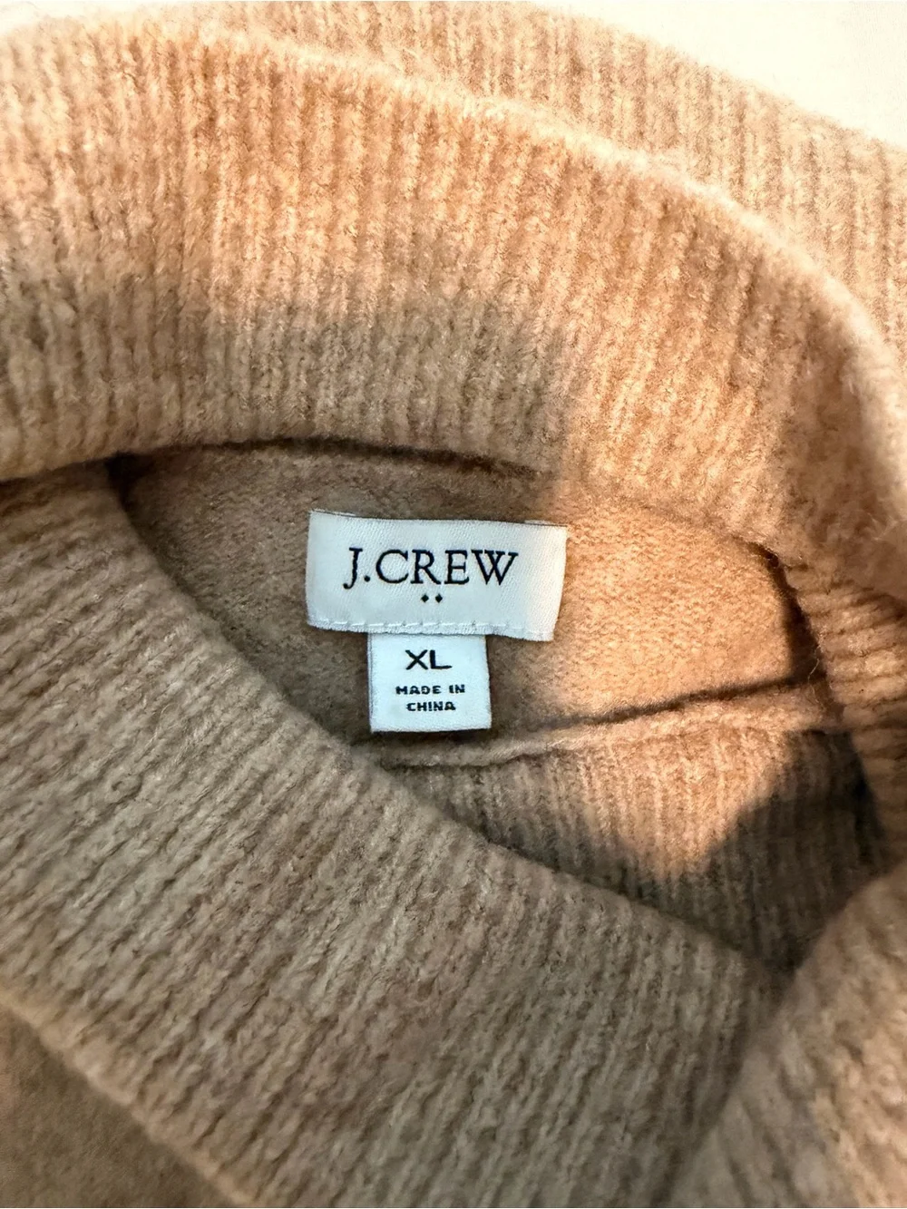 J. Crew Camel Button-Side Turtleneck Sweater